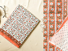 Indigenous Impressions | Bagru Cotton Saree White & Orange - Block Printed