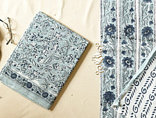 Indigenous Impressions | Block Printed - Bagru Cotton Saree - Grey & Blue