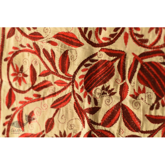  Kantha Tussar Silk Stole - Embroidered