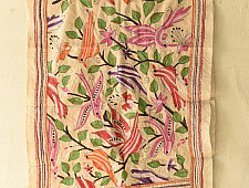 Pushparam . पुष्पारम | Kantha Tussar Silk Stole ~ Hand Embroidery