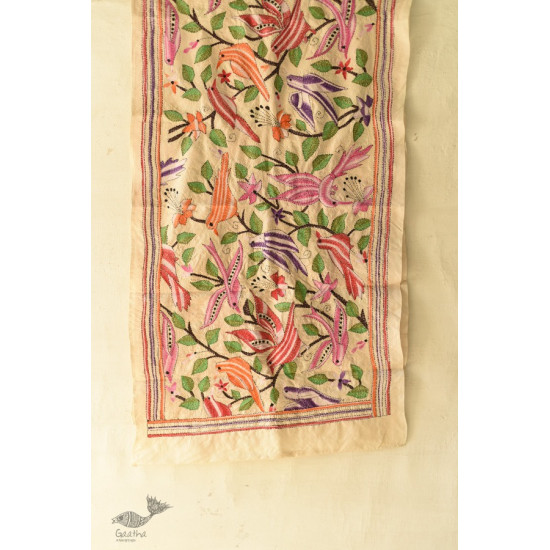 Kantha Tussar Silk Stole - Embroidered