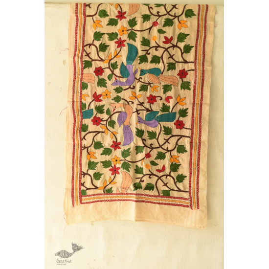 Kantha Tussar Silk Stole - Embroidered