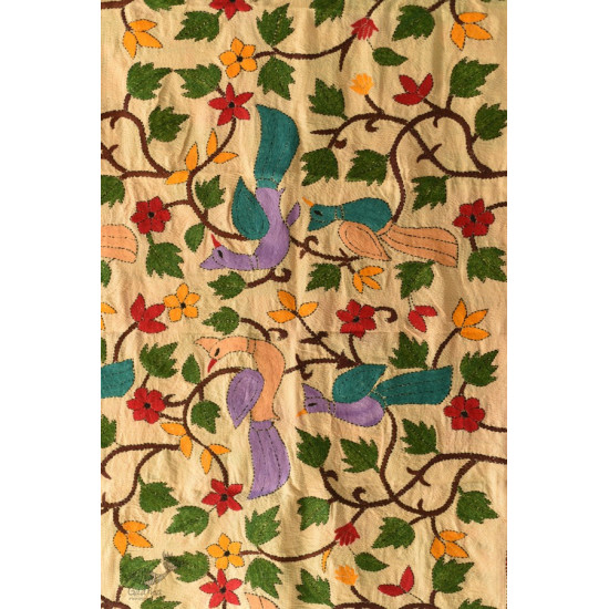 Kantha Tussar Silk Stole - Embroidered