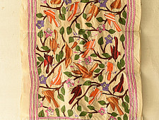 Pushparam . पुष्पारम | Kantha Tussar Silk Stole ~ Embroidered (E)