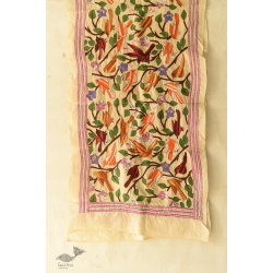 Pushparam . पुष्पारम | Kantha Tussar Silk Stole ~ Embroidered (E)