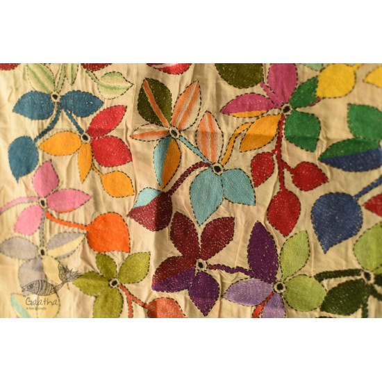  Kantha Silk Stole - Embroidered