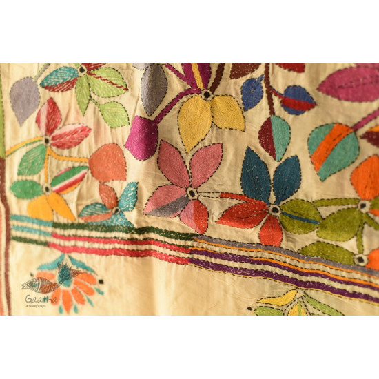  Kantha Silk Stole - Embroidered