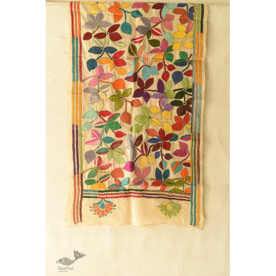  Kantha Silk Stole - Embroidered