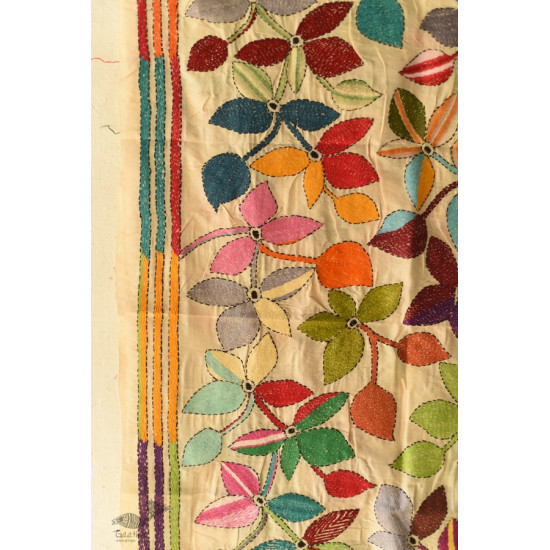  Kantha Silk Stole - Embroidered