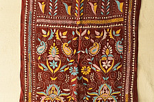 Pushparam . पुष्पारम | Kantha Silk Stole ~ Embroidered Maroon