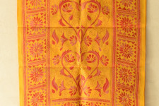 Pushparam . पुष्पारम | Kantha Silk Stole ~ Embroidered Yellow