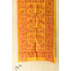 Pushparam . पुष्पारम | Kantha Silk Stole ~ Embroidered Yellow