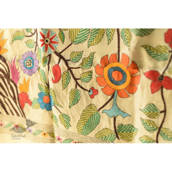  Kantha Silk dupatta- Embroidered