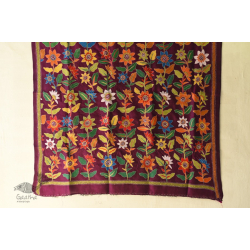 Pushparam . पुष्पारम | Kantha Soft Silk Purple Dupatta ~ Sun Flower Hand Embroidered