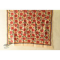 Pushparam . पुष्पारम | Kantha Tussar Silk Hand Embroidered Dupatta ~ Red Flowers All Over