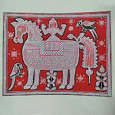 Mandana Art - Painting ~ Horse  ( 11 x 14 inch)