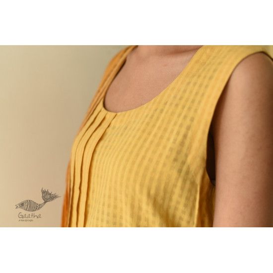 shop Handloom Yellow Shaded Self Checks Dress