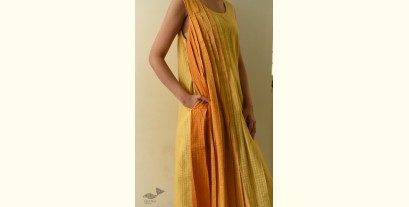 Handloom Yellow Shaded Self Checks Dress