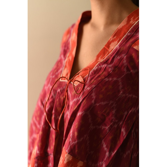 shop Ikat Handloom Cotton Shrug - Red & Orange