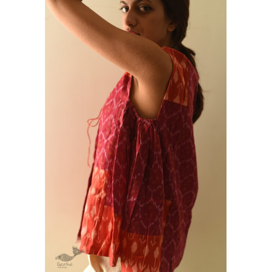 shop Ikat Handloom Cotton Shrug - Red & Orange