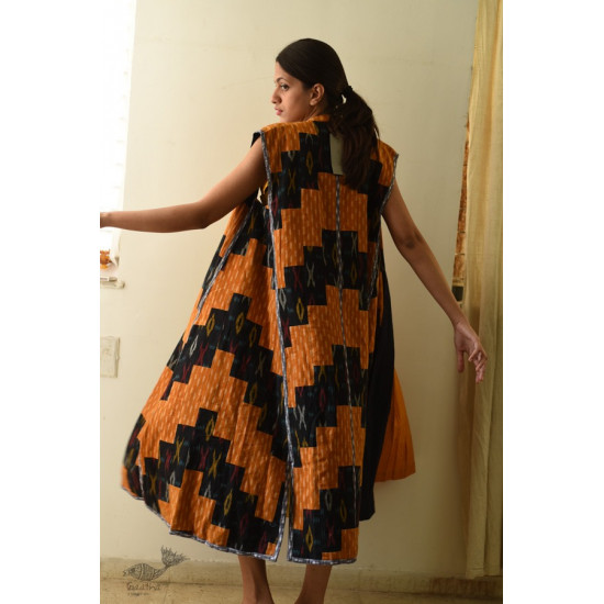 shop Ikat Handloom Long Cotton Reversible Shrug - Riverside Solid Black