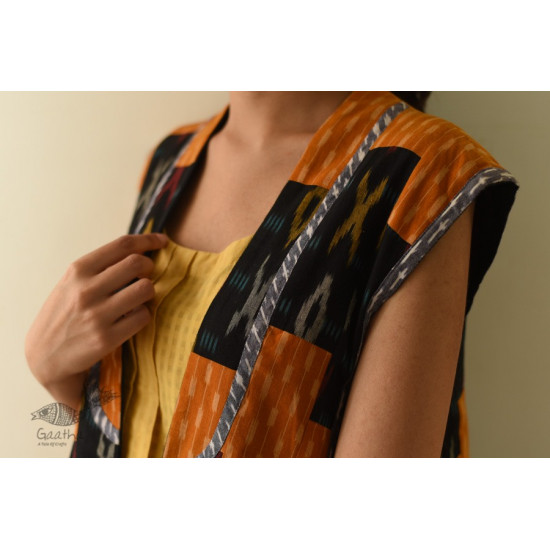 shop Ikat Handloom Long Cotton Reversible Shrug - Riverside Solid Black