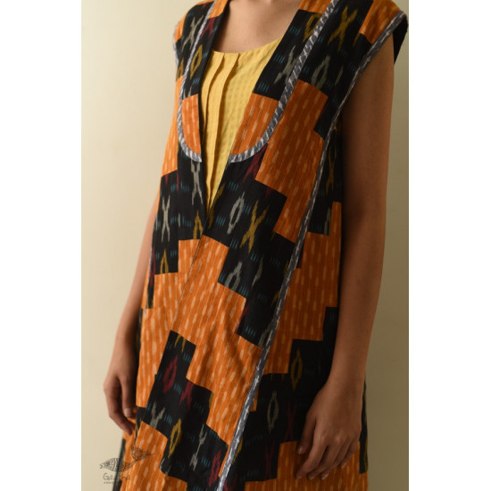 shop Ikat Handloom Long Cotton Reversible Shrug - Riverside Solid Black