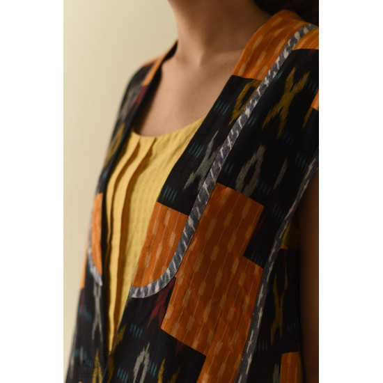 shop Ikat Handloom Long Cotton Reversible Shrug - Riverside Solid Black