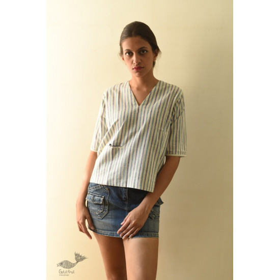 shop Off White Stripes ~ Handloom Cotton Short Top