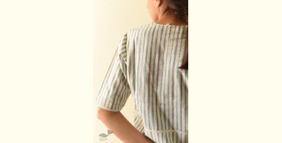 Off White Stripes ~ Handloom Cotton Short Top