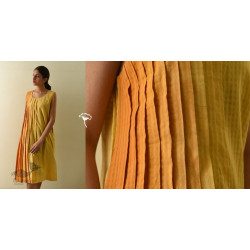 Handloom Yellow Shaded Self Checks Dress