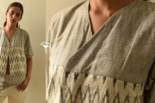 Ikat Handloom Checks Shrug - Grey