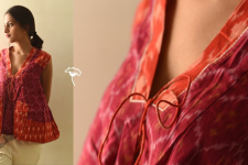 Ikat Handloom Cotton Shrug - Red & Orange