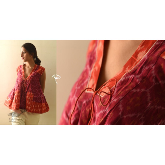 shop Ikat Handloom Cotton Shrug - Red & Orange