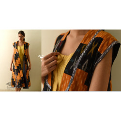 Ikat Handloom Long Cotton Reversible Shrug - Riverside Solid Black