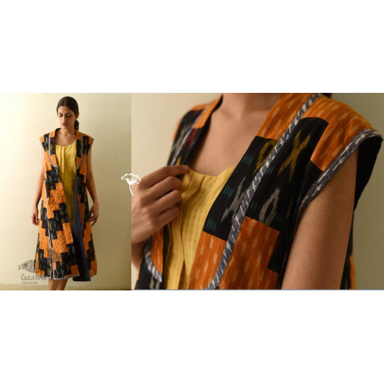 shop Ikat Handloom Long Cotton Reversible Shrug - Riverside Solid Black