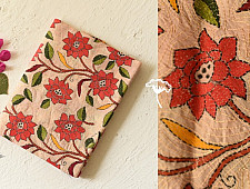 Pushparam . पुष्पारम | Kantha Tussar Silk Hand Embroidered Dupatta ~ Red Flowers All Over