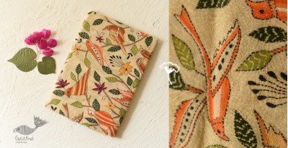 Pushparam . पुष्पारम | Kantha Tussar Silk Hand Embroidered Dupatta ~ Sparrows 