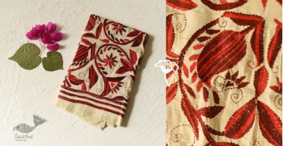 Pushparam . पुष्पारम | Kantha Tussar Silk Stole ~ Embroidered (D)