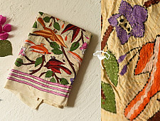 Pushparam . पुष्पारम | Kantha Tussar Silk Stole ~ Embroidered (E)