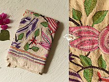 Pushparam . पुष्पारम | Kantha Tussar Silk Stole ~ Hand Embroidery