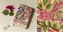 Pushparam . पुष्पारम | Kantha Tussar Silk Stole ~ Hand Embroidery