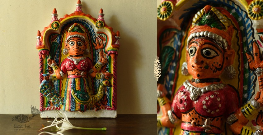 Mitti ki murti - Molela terracotta god goddess idols - Goddess with Peacock
