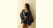 shop Block Printed Ajrakh Jacket / Kimono - Denim Revers Side