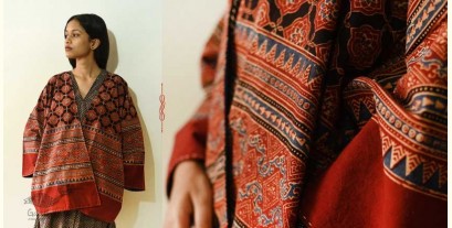 Kimono | Reversible Ajrakh Block Printed & Denim Jacket
