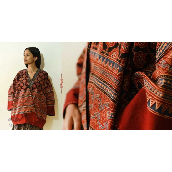 shop Reversible Ajrakh Block Printed & Denim Jacket