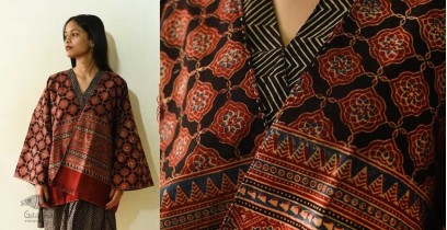 Kimono | Reversible Block Printed Ajrakh & Denim Jacket 