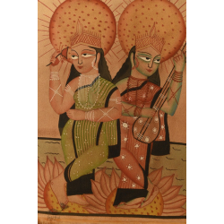 Kalighat Painting | Two Goddess