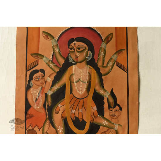 kalighat canvas painting - Goddess kali