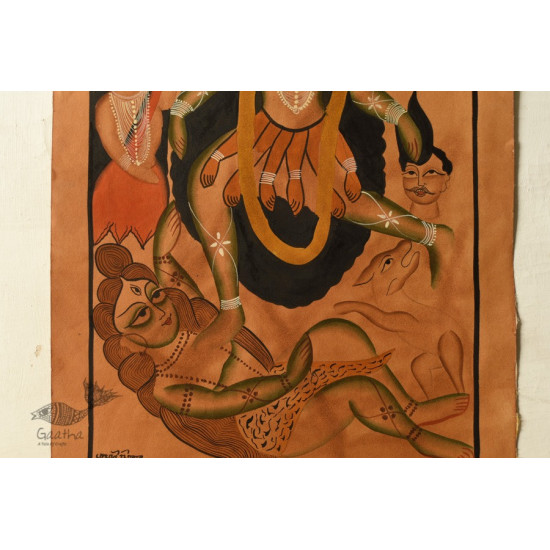 kalighat canvas painting - Goddess kali